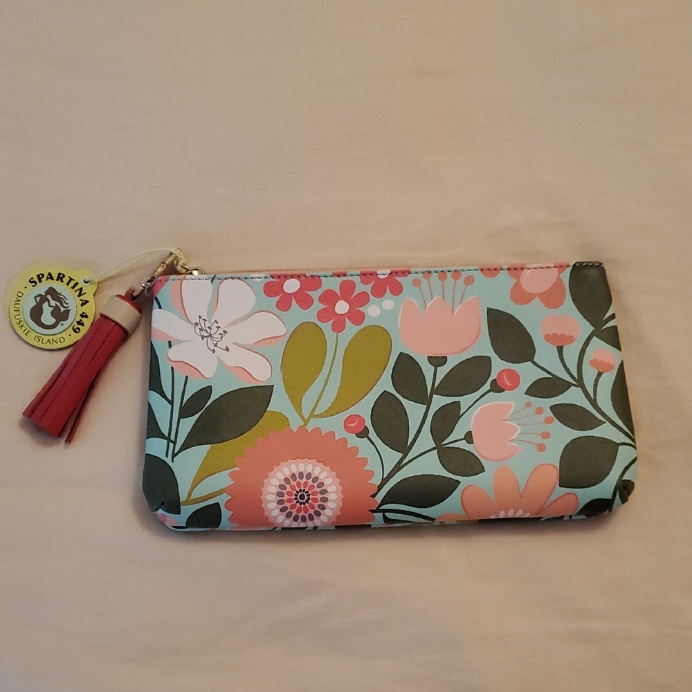 Spartina 449 Zip Cosmetic Bag with Floral Design
